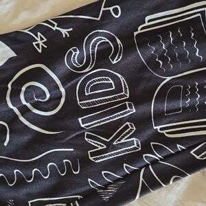 School Black and White Graphic Leggings